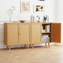 Bamboo Buffet Storage Cabinet with PE Rattan Doors and Freestanding Kitchen Cupboard-Natural by LJGDeals