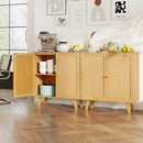 Bamboo Buffet Storage Cabinet with PE Rattan Doors and Freestanding Kitchen Cupboard-Natural by LJGDeals