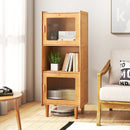 3-Cube Bamboo Storage Cabinet with Open Compartment and 2 Acrylic Doors-Natural by LJGDeals
