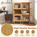 3-Cube Bamboo Storage Cabinet with Open Compartment and 2 Acrylic Doors-Natural by LJGDeals