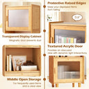 3-Cube Bamboo Storage Cabinet with Open Compartment and 2 Acrylic Doors-Natural by LJGDeals