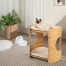 2-Tier Bamboo Cat Tree with Plush Mats for Indoor Cats by LJGDeals