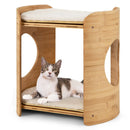 2-Tier Bamboo Cat Tree with Plush Mats for Indoor Cats by LJGDeals