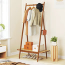 Bamboo Clothes Rack with Hanging Rod Rattan Shelf and Copper Hooks by LJGDeals