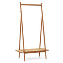 Bamboo Clothes Rack with Hanging Rod Rattan Shelf and Copper Hooks by LJGDeals