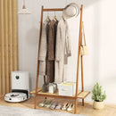 Bamboo Clothes Rack with Hanging Rod Rattan Shelf and Copper Hooks by LJGDeals