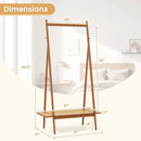 Bamboo Clothes Rack with Hanging Rod Rattan Shelf and Copper Hooks by LJGDeals