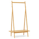 Bamboo Clothes Rack with Hanging Rod Rattan Shelf and Copper Hooks by LJGDeals