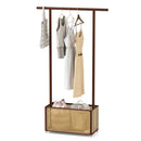 Bamboo Clothes Rack with Rattan Storage Basket and Wheels by LJGDeals