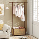 Bamboo Clothes Rack with Rattan Storage Basket and Wheels by LJGDeals