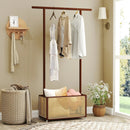 Bamboo Clothes Rack with Rattan Storage Basket and Wheels by LJGDeals