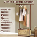 Bamboo Clothes Rack with Rattan Storage Basket and Wheels by LJGDeals