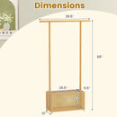 Bamboo Clothes Rack with Rattan Storage Basket and Wheels by LJGDeals
