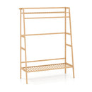 Bamboo Garment Rack with Shelves and Hanging Rod