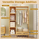 Bamboo Clothing Rack with Cabinet and Drawers and Hanging Rod-Natural by LJGDeals