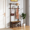 Bamboo Coat Rack PE Rattan Hall Tree with Bench and Shoe Storage 3-In-1 Entryway Bench by LJGDeals