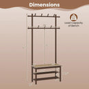 Bamboo Coat Rack PE Rattan Hall Tree with Bench and Shoe Storage 3-In-1 Entryway Bench by LJGDeals