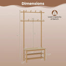 Bamboo Coat Rack PE Rattan Hall Tree with Bench and Shoe Storage 3-In-1 Entryway Bench by LJGDeals