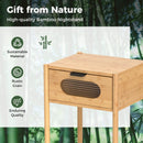 Bamboo Nightstand Square Tall End Table with Decorated Drawer-Natural by LJGDeals