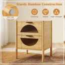 Bamboo Nightstand with 2 Storage Drawers and Reeded Tempered Glass Fronts-Natural by LJGDeals