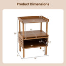 Bamboo Rattan Nightstand with Flip-Up Door and Open Shelf by LJGDeals
