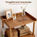 Bamboo Rattan Nightstand with Flip-Up Door and Open Shelf by LJGDeals