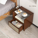 Bamboo Rattan Nightstand with Drawer and Solid Wood Legs by LJGDeals