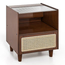 Bamboo Rattan Nightstand with Drawer and Solid Wood Legs by LJGDeals