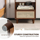 Bamboo Rattan Nightstand with Drawer and Solid Wood Legs by LJGDeals