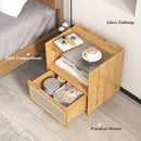 Bamboo Rattan Nightstand with Drawer and Solid Wood Legs by LJGDeals