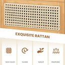 Bamboo Rattan Nightstand with Drawer and Solid Wood Legs