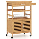 Rolling Kitchen Island Cart with Wine Rack and Storage