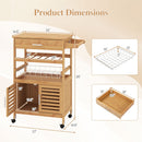 Rolling Kitchen Island Cart with Wine Rack and Storage