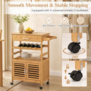 Rolling Kitchen Island Cart with Wine Rack and Storage