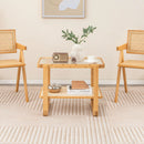 2-tier Bamboo Side Table with Glass Top-Natural by DirectDeals