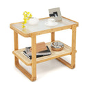 2-tier Bamboo Side Table with Glass Top-Natural by DirectDeals