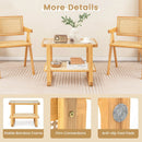 2-tier Bamboo Side Table with Glass Top-Natural by LJGDeals