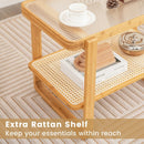 2-tier Bamboo Side Table with Glass Top-Natural by LJGDeals