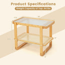 2-tier Bamboo Side Table with Glass Top-Natural by LJGDeals