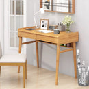 Bamboo Writing Desk with 2 Storage Drawers and Open Shelf by LJGDeals