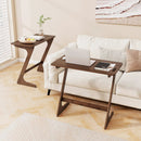 Bamboo Z-Shaped Spacious Sofa Side Table with Space-Saving Tabletop by LJGDeals
