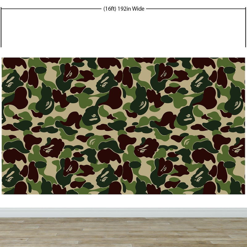 Bape Camo Wallpaper Mural. Green Camo Streetwear Hype Beast Aesthetics.