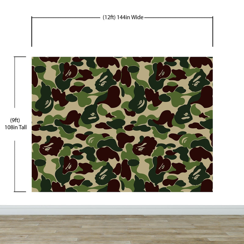 Bape Camo Wallpaper Mural. Green Camo Streetwear Hype Beast Aesthetics.