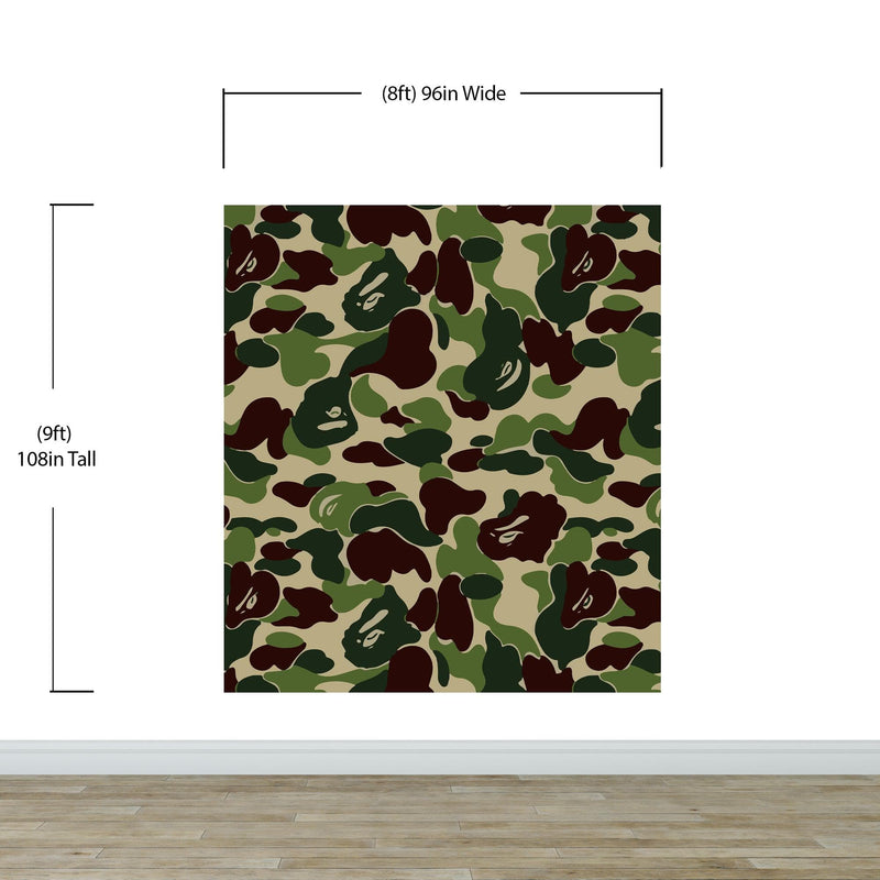 Bape Camo Wallpaper Mural. Green Camo Streetwear Hype Beast Aesthetics.