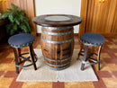Whiskey & Wine Barrel Stool — Memory Foam, Dark Navy Blue Upholstery