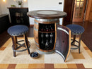 Whiskey & Wine Barrel Pub Set — Limited Colorways, Glass Top, Cabinet Storage