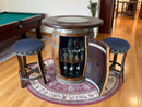 Whiskey & Wine Barrel Pub Set — Limited Colorways, Glass Top, Cabinet Storage