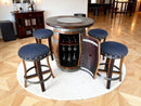 Whiskey & Wine Barrel Pub Set — Limited Colorways, Glass Top, Cabinet Storage