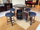 Whiskey & Wine Barrel Stool — Memory Foam, Dark Navy Blue Upholstery