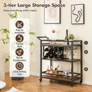 3-tier Bar Cart on Wheels Home Kitchen Serving Cart with Wine Rack and Glasses Holder by LJGDeals